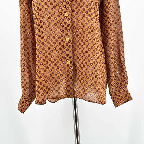 Vintage 80s 90s Regina Porter Blouse Top Size 12 Print Semi Sheer Retro Career - Picture 3 of 5